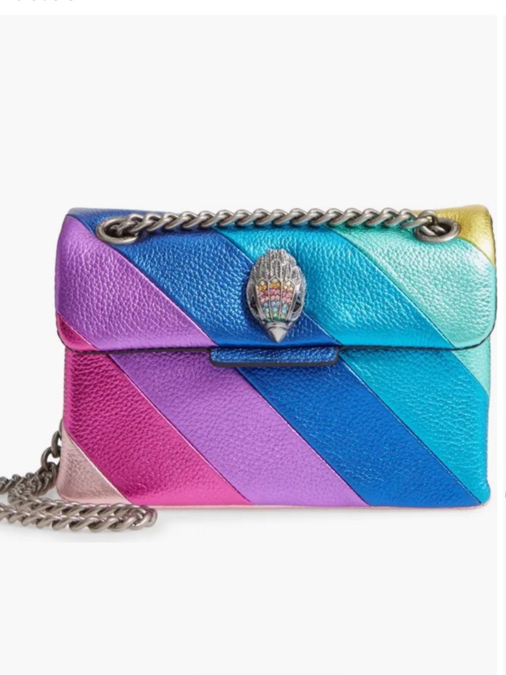 Kurt Geiger Mini Kensington Rainbow Stripe Leather Crossbody Bag